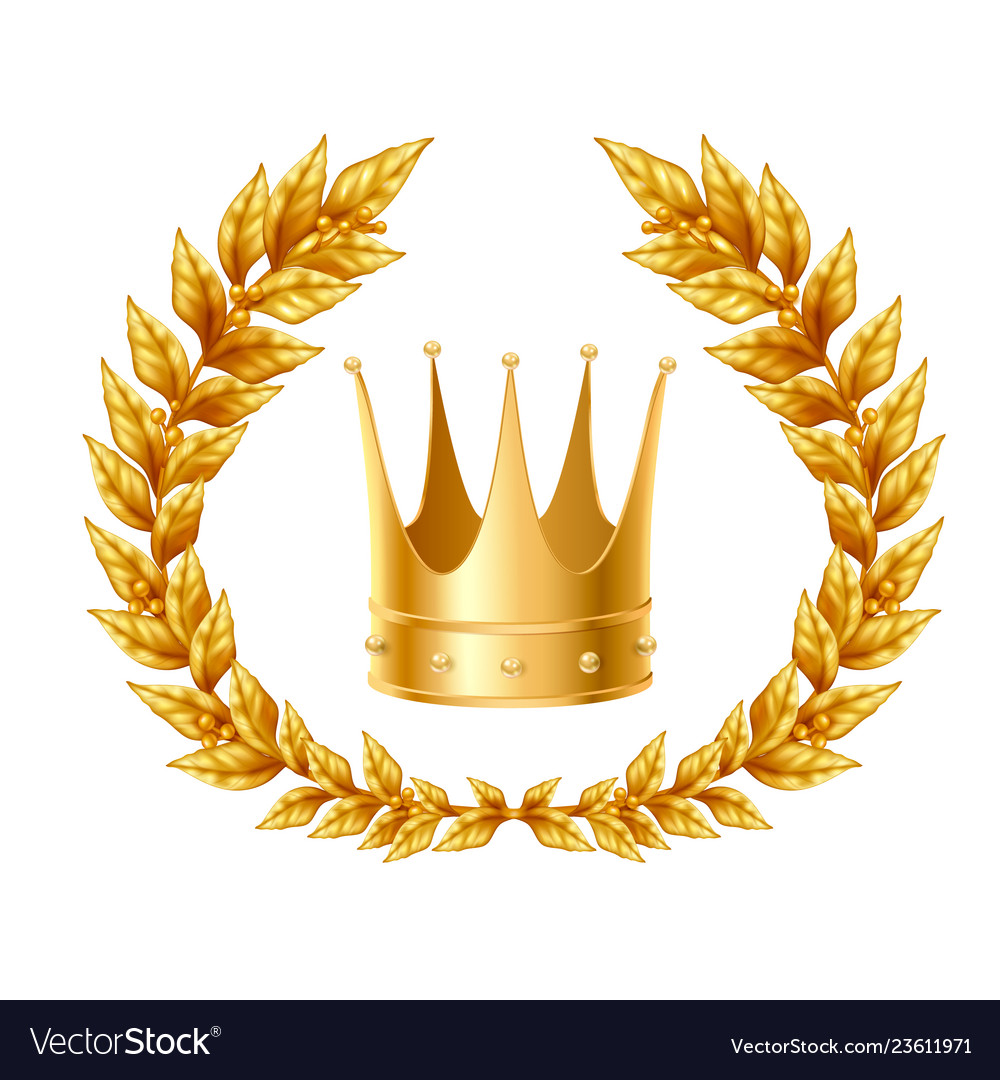 Golden laurel wreath and crown Royalty Free Vector Image