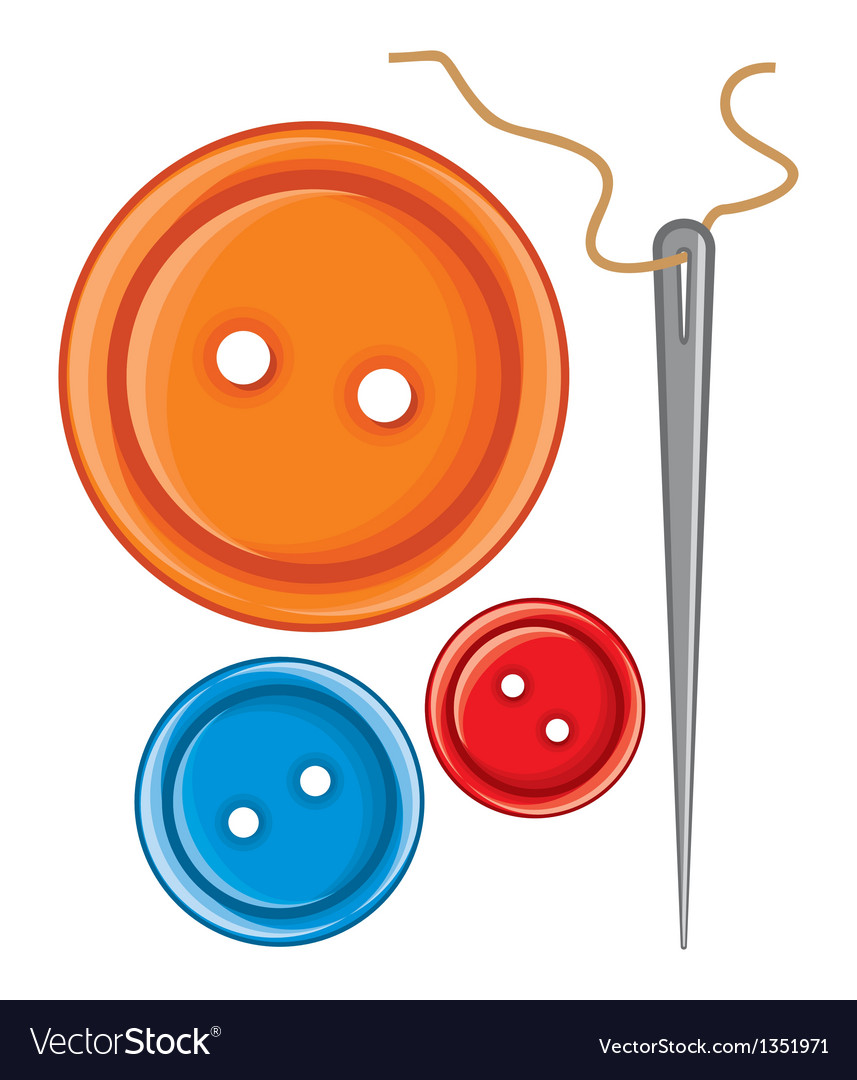 Needle and buttons Royalty Free Vector Image VectorStock