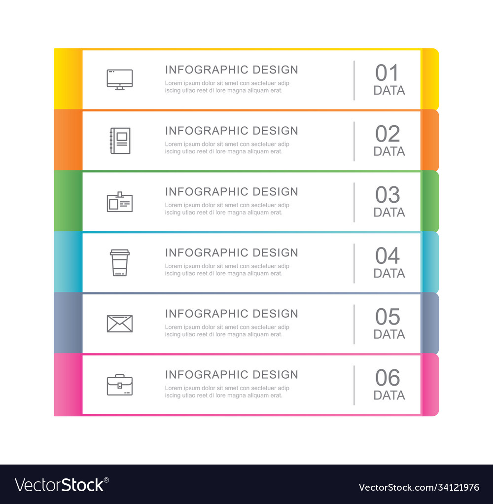 6 data infographics tab index template with thin Vector Image