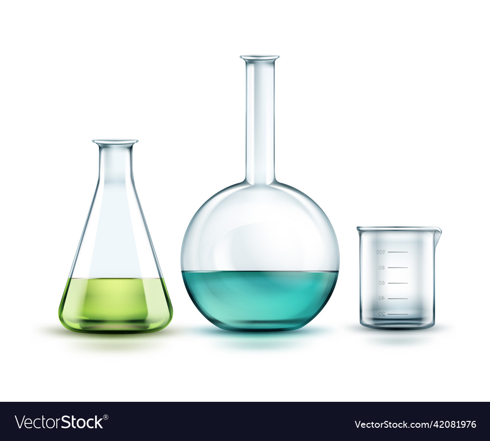 Glass laboratory flasks Royalty Free Vector Image