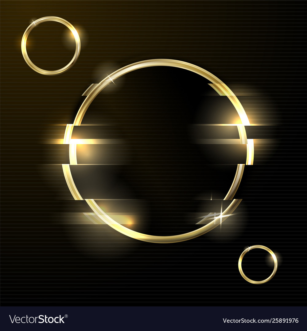 Glitched abstract background - golden ring Vector Image