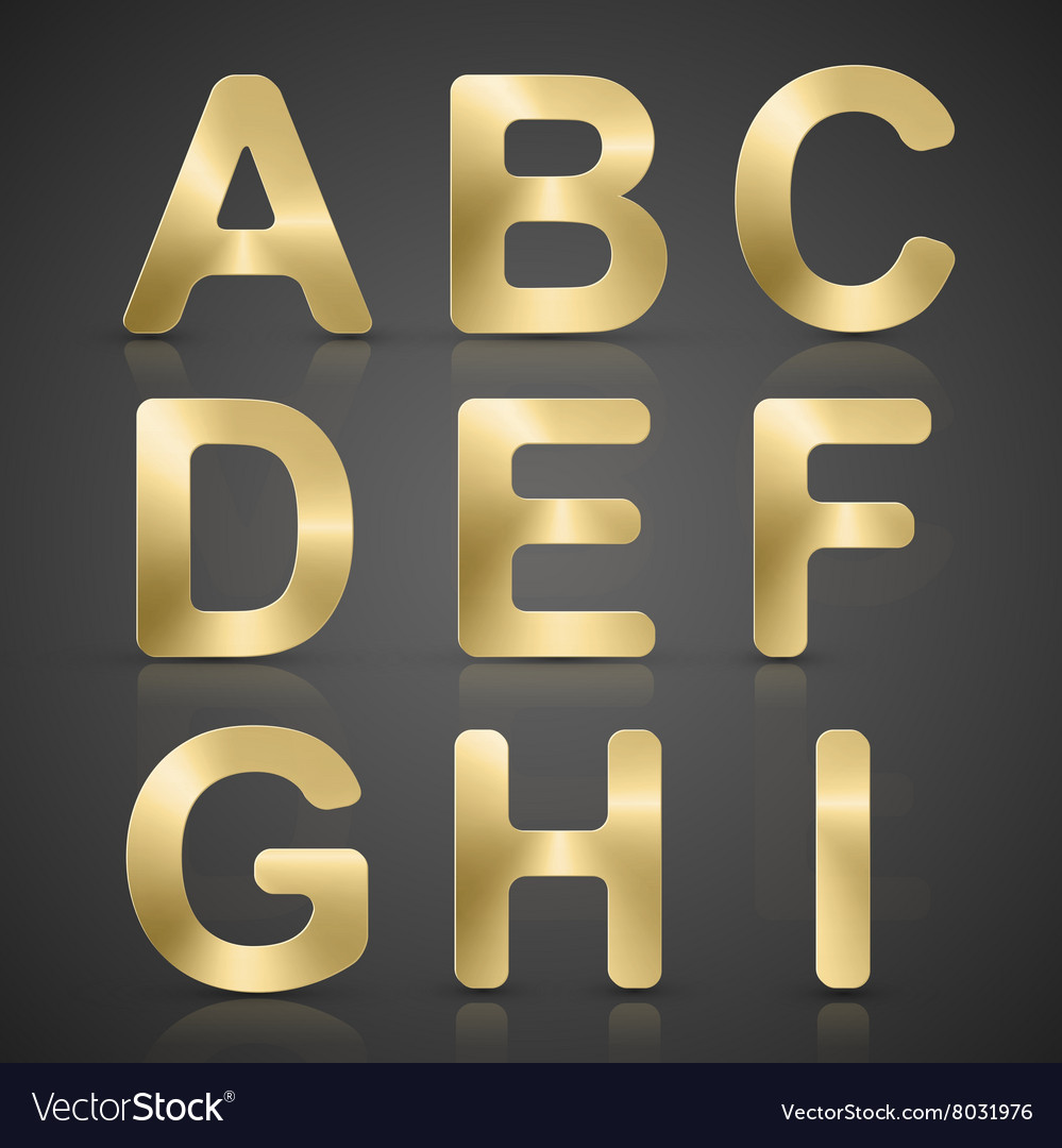 Gold alphabet set Royalty Free Vector Image - VectorStock