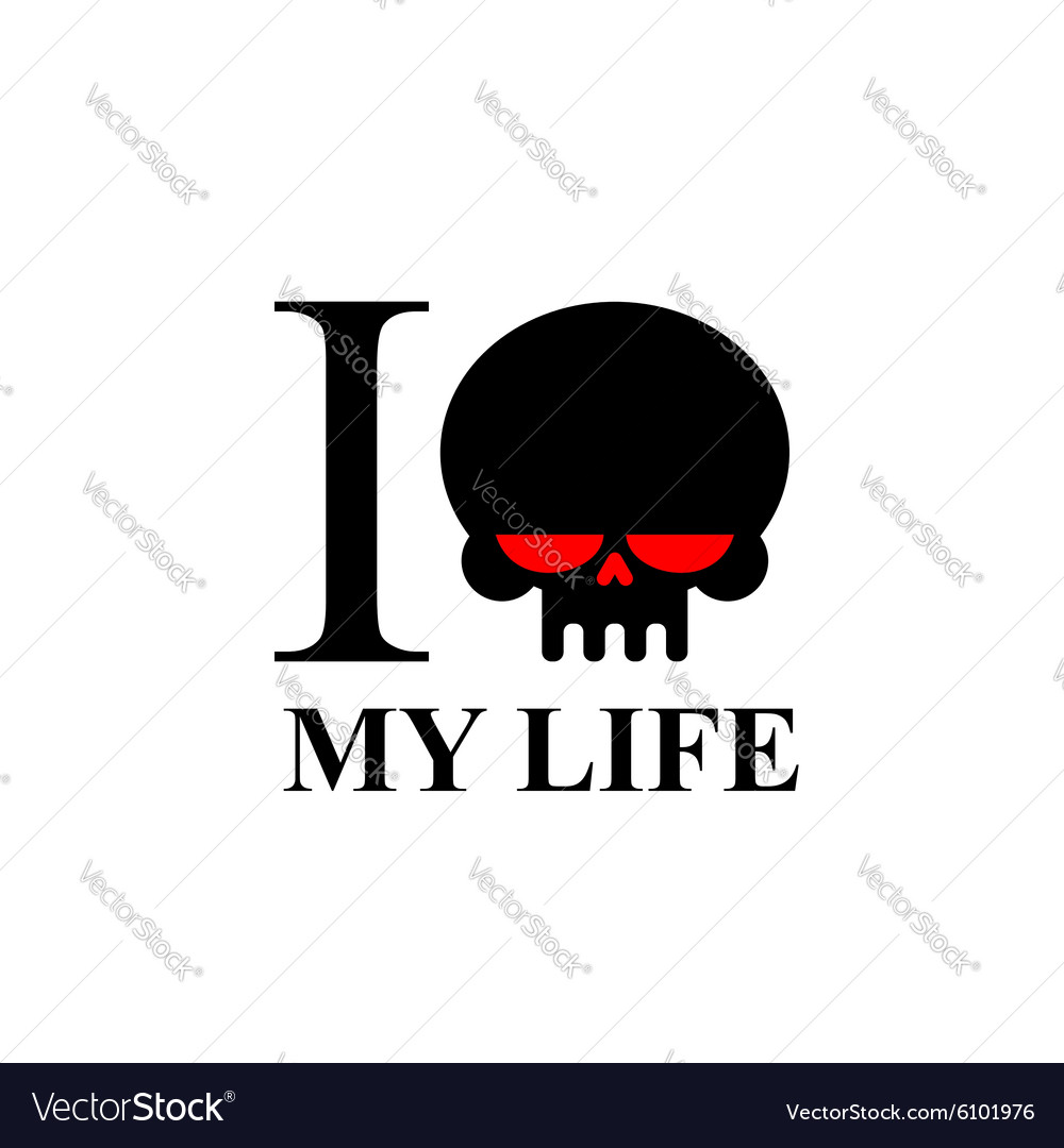 I Hate My Life Sad Black Skull With Red Eyes Logo Vector Image