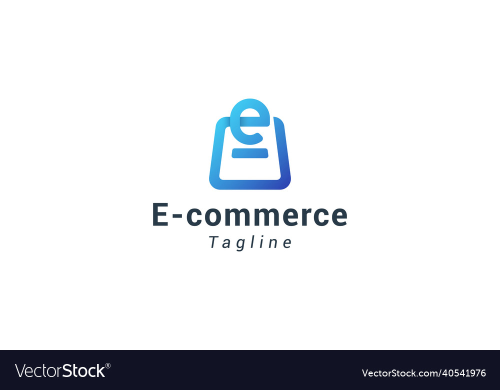 Letter e creative e-commerce shopping bag logo Vector Image