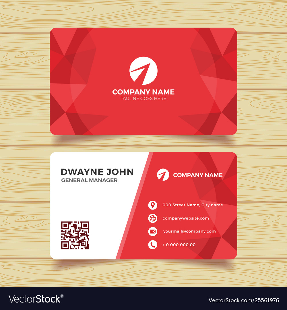 Red geometric business card template Royalty Free Vector Throughout Calling Card Free Template