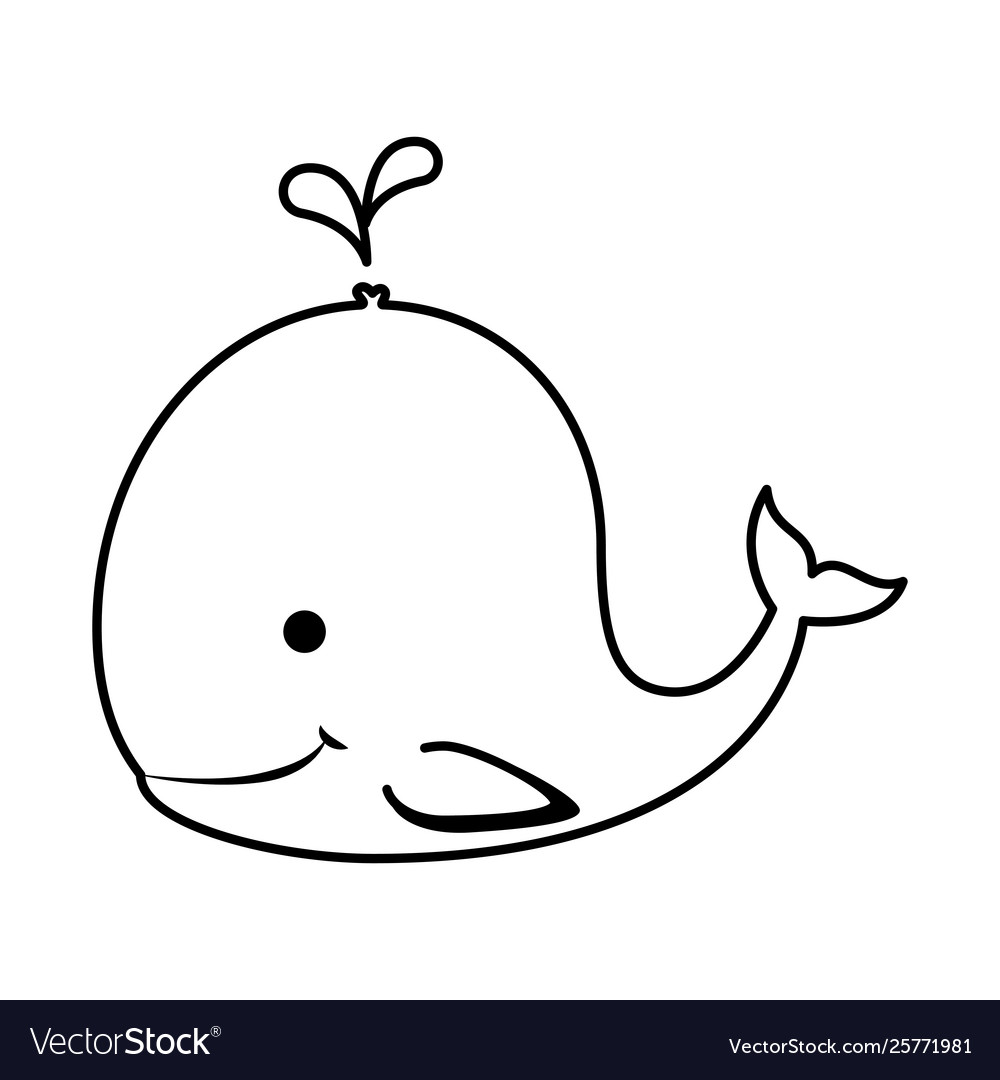 Cute little whale character icon Royalty Free Vector Image