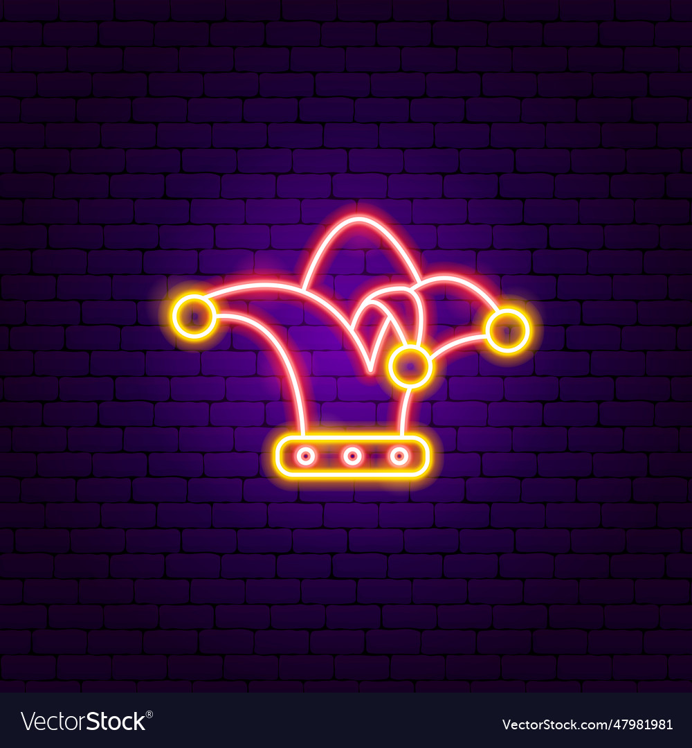 Harlequin hat neon sign Royalty Free Vector Image