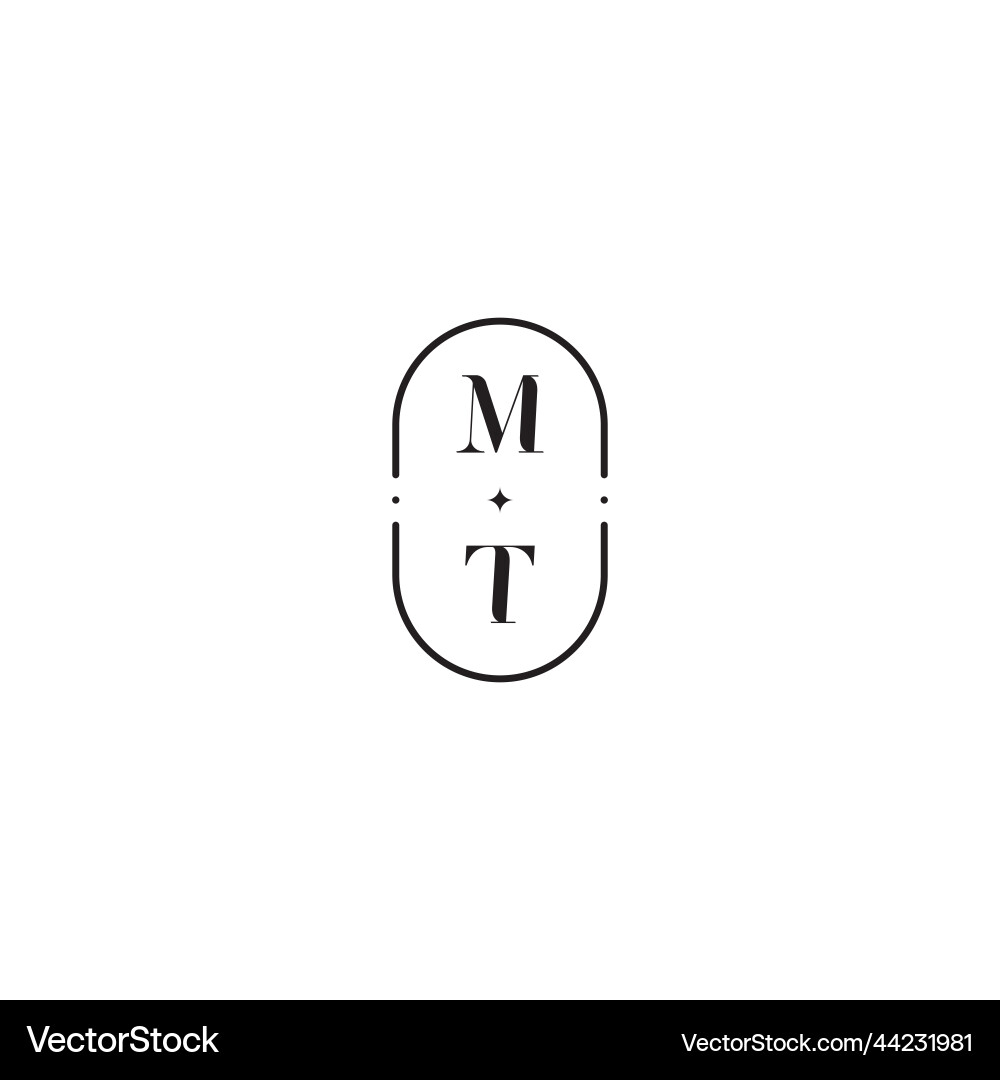 Mt simple wedding logo initial concept with high Vector Image