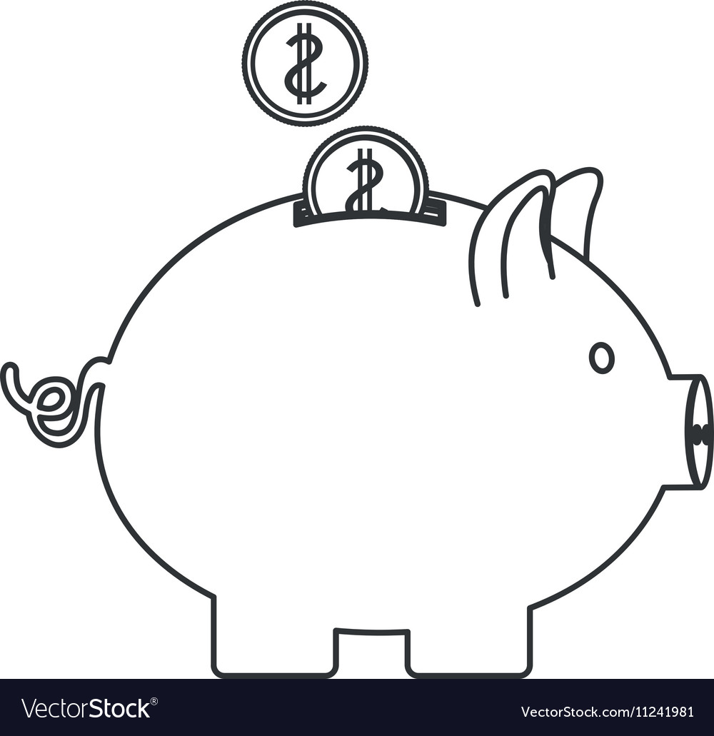 Piggy moneybox with coins Royalty Free Vector Image