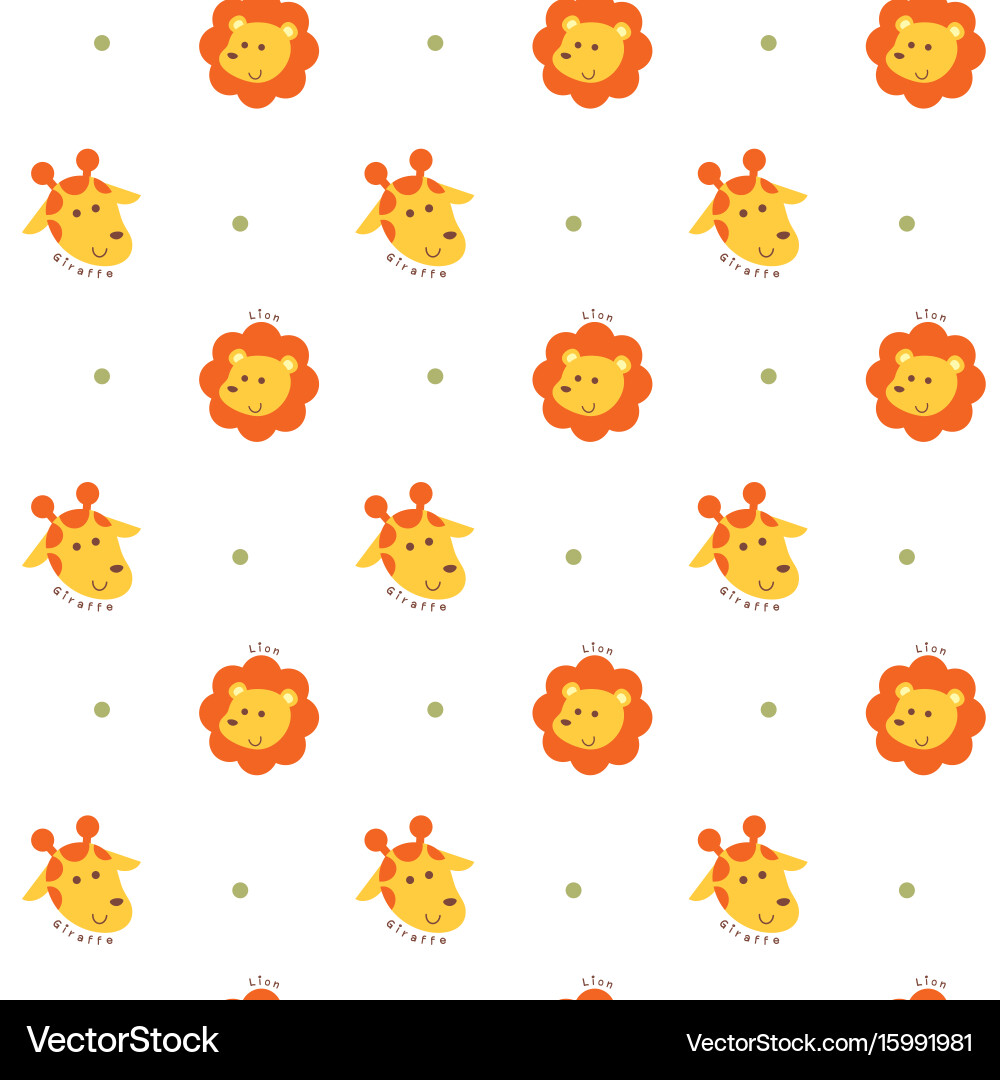 Seamless pattern lion and giraffe Royalty Free Vector Image