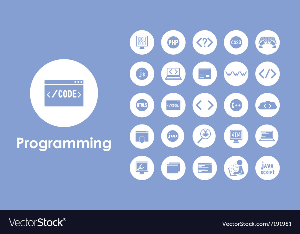 Set of programming simple icons Royalty Free Vector Image