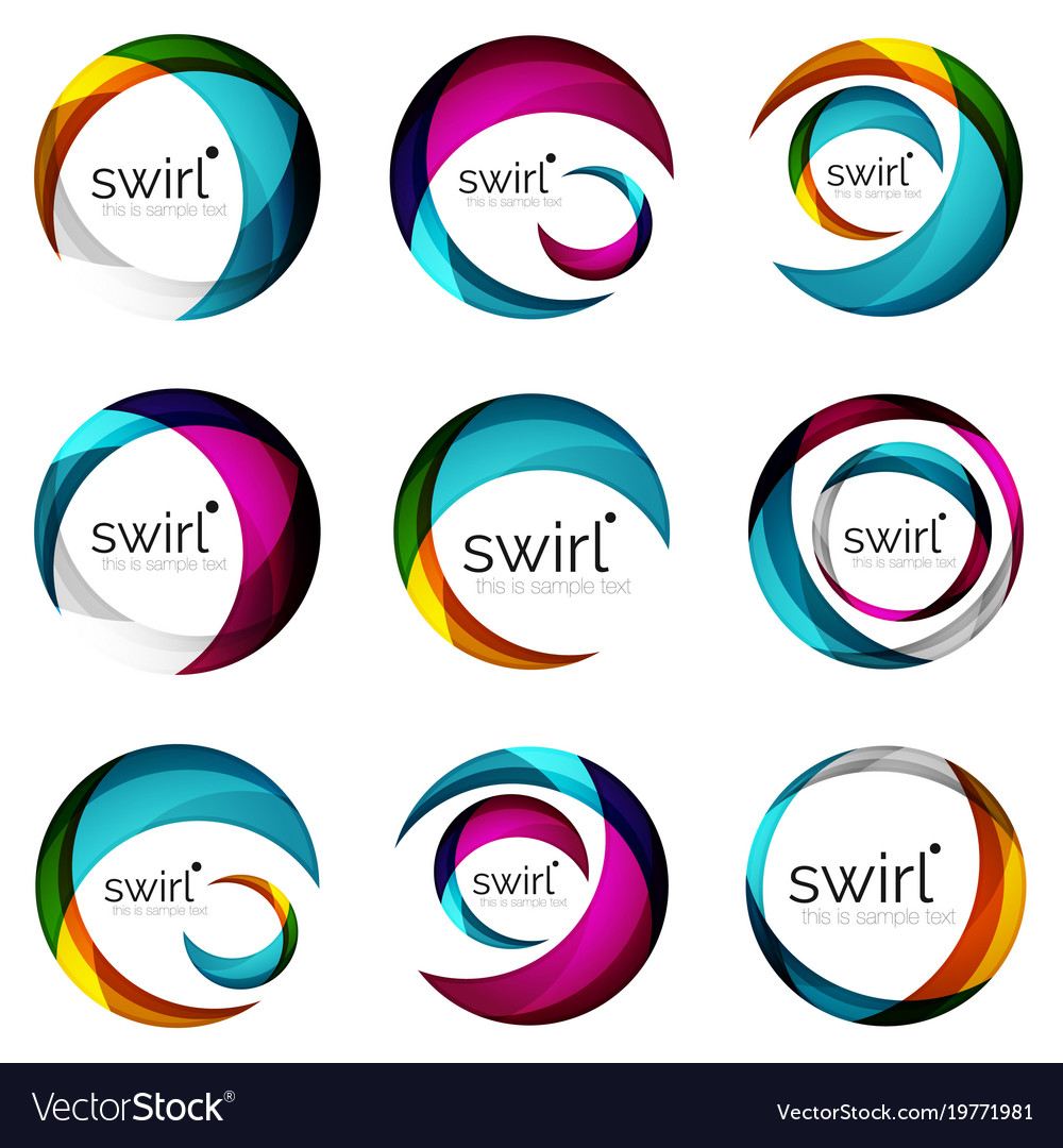 Set of swirl circles abstract icons circle