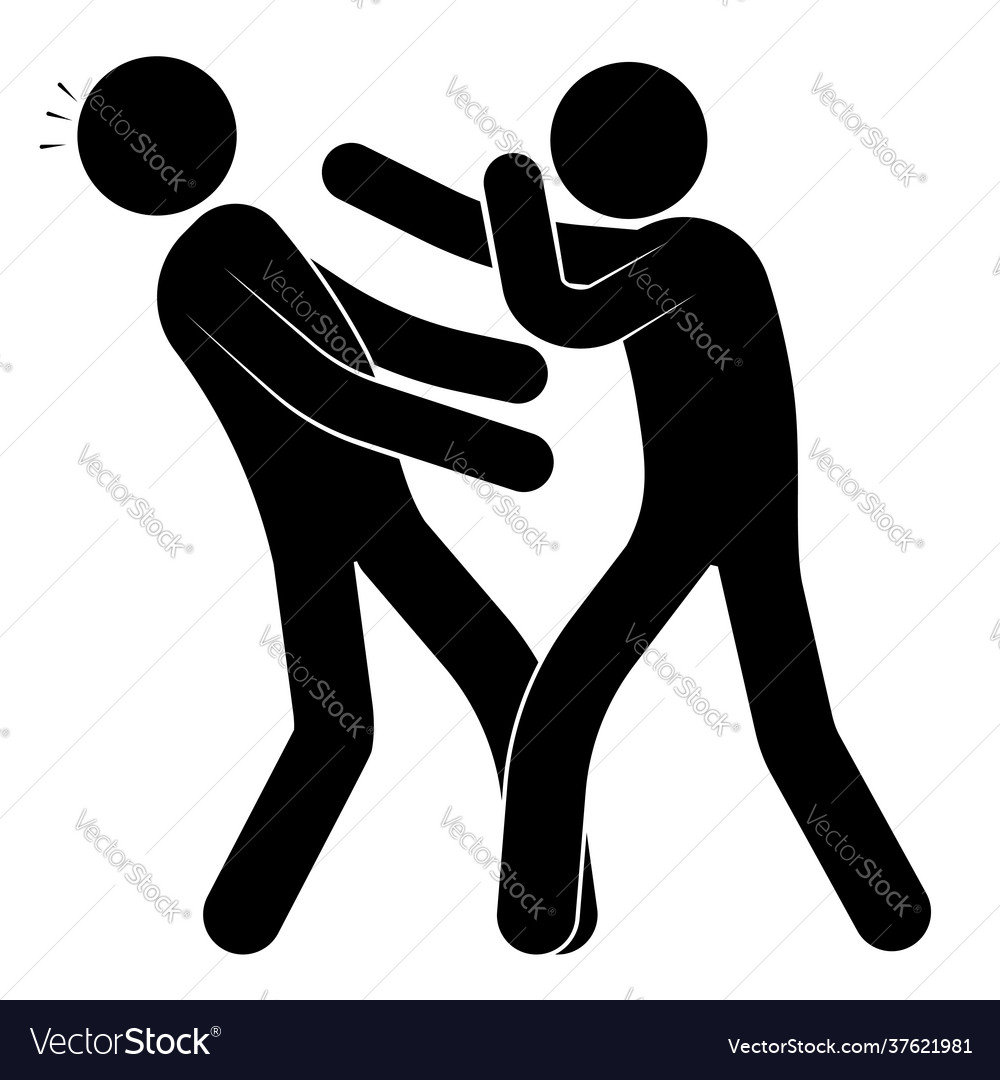 Stick figure with boxing gloves, hand drawn icon of punching