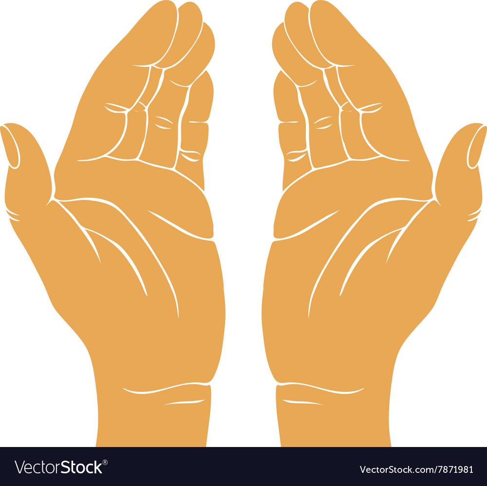 Two hands with open palms Royalty Free Vector Image