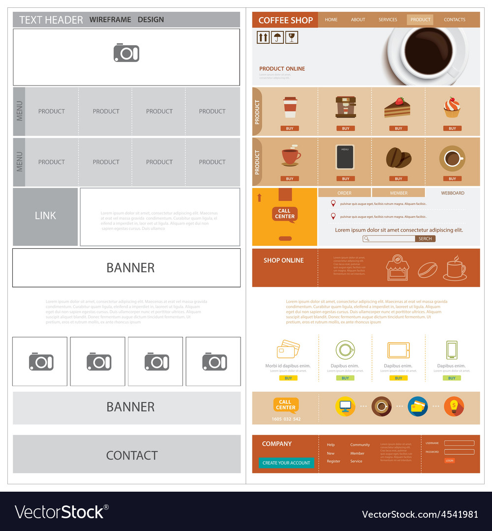 Download Website Wireframe Template And Mock Up Royalty Free Vector PSD Mockup Templates