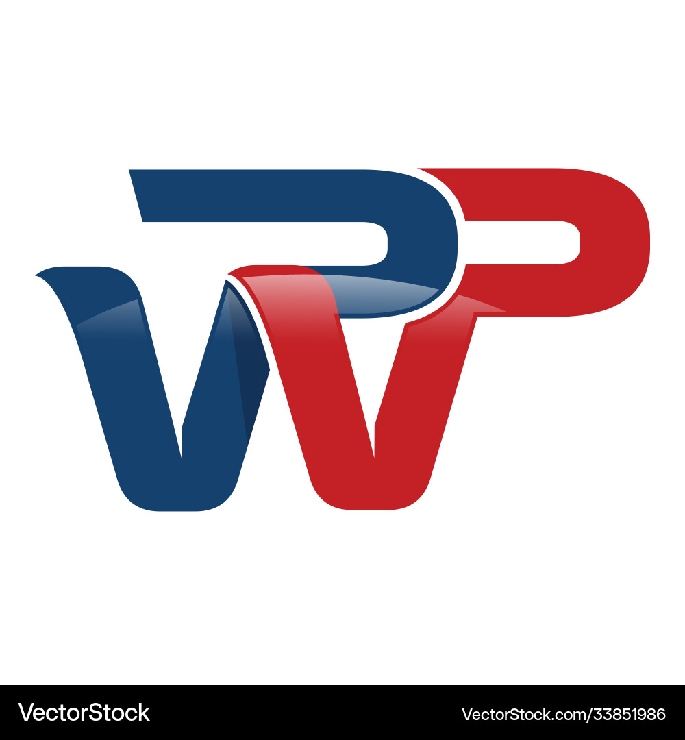 Abstract sporty wp logo initial p w letter Vector Image