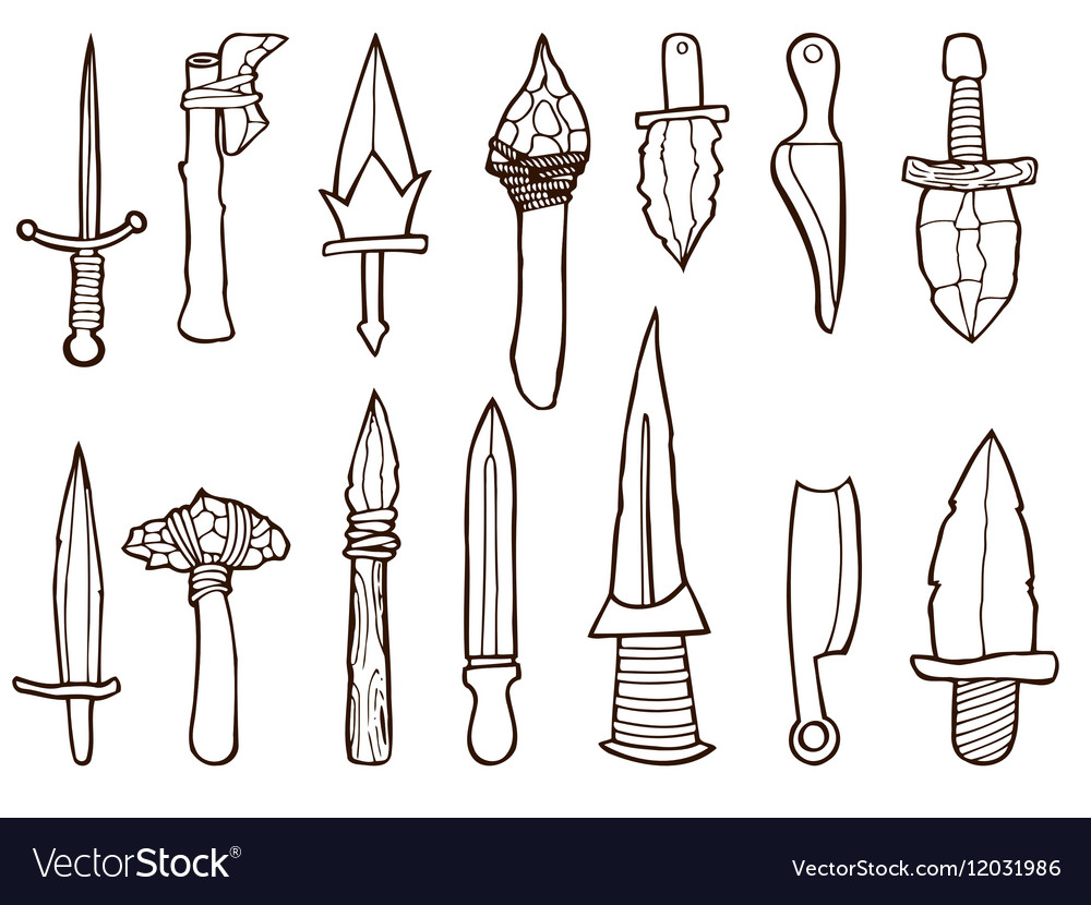 Set Of Ancient Weapons Royalty Free Vector Image Set Of Ancient Weapons Royalty Free Vector Image