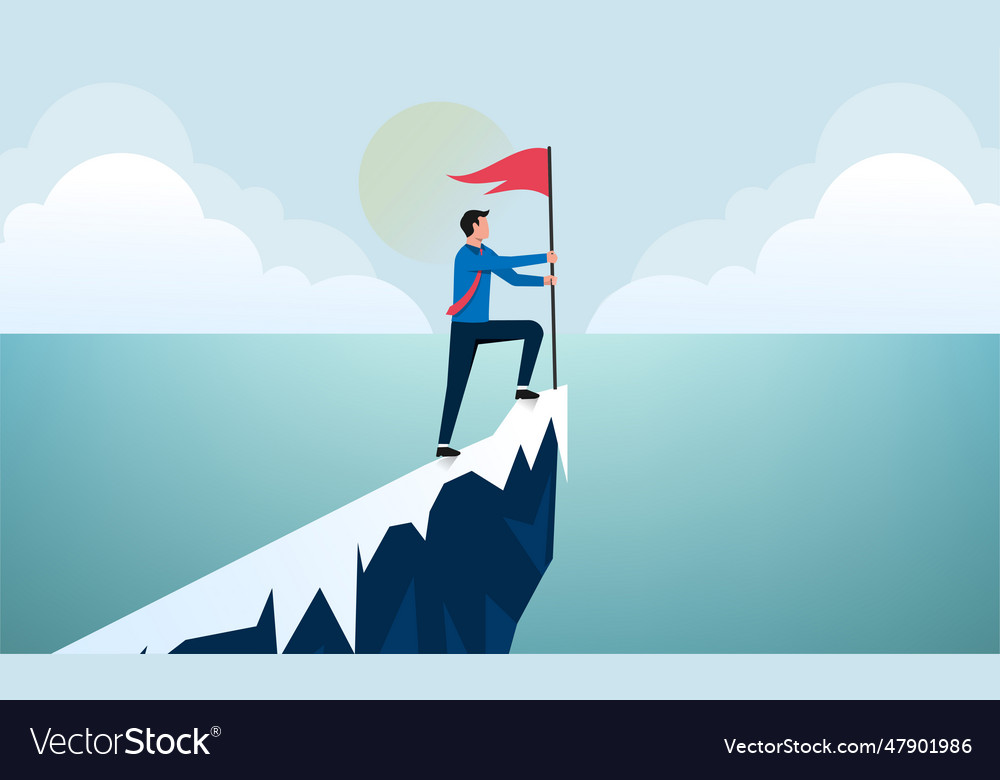 Success businessman on top of mountain Royalty Free Vector