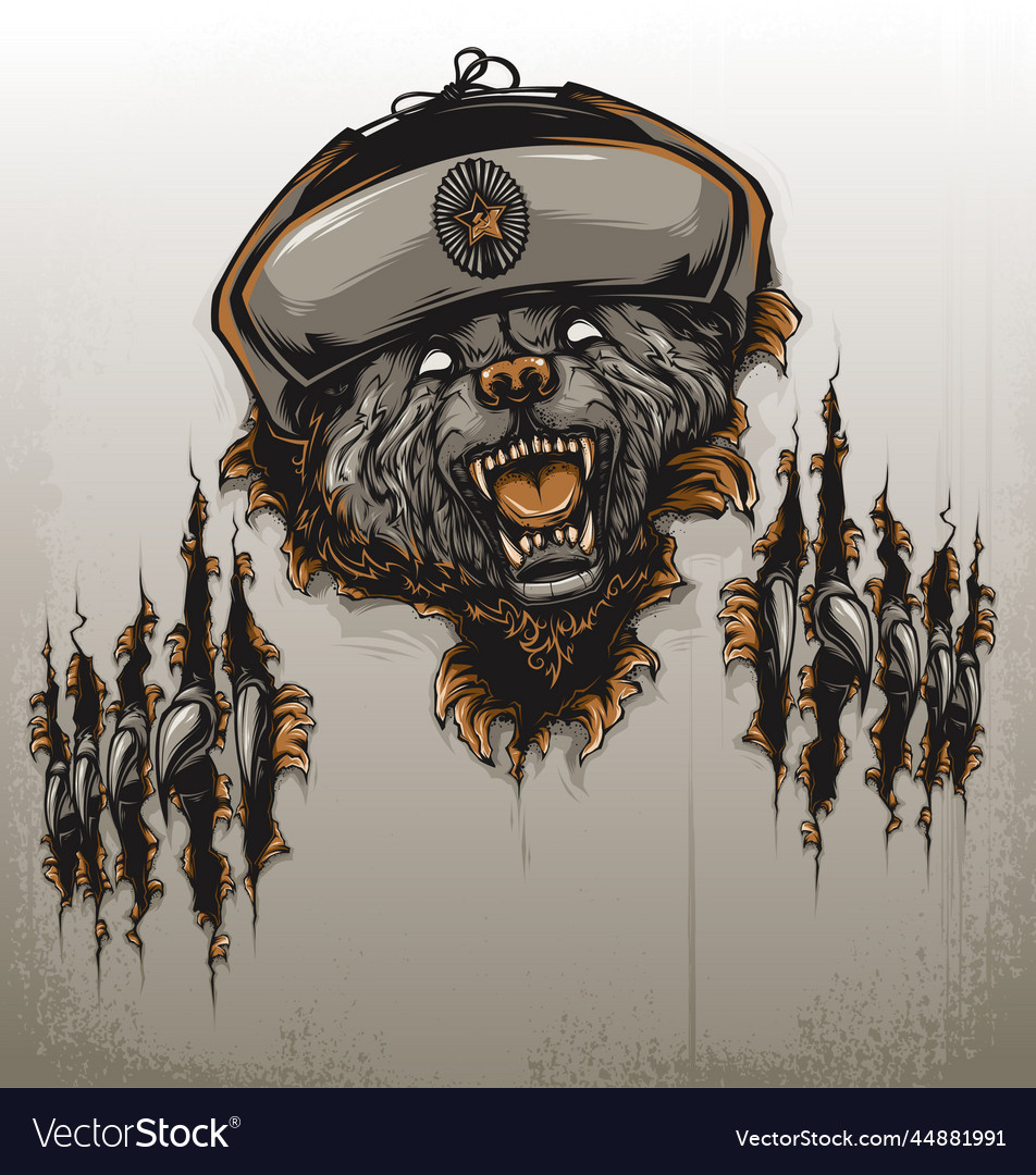 Aggressive soviet bear poster emblem Royalty Free Vector