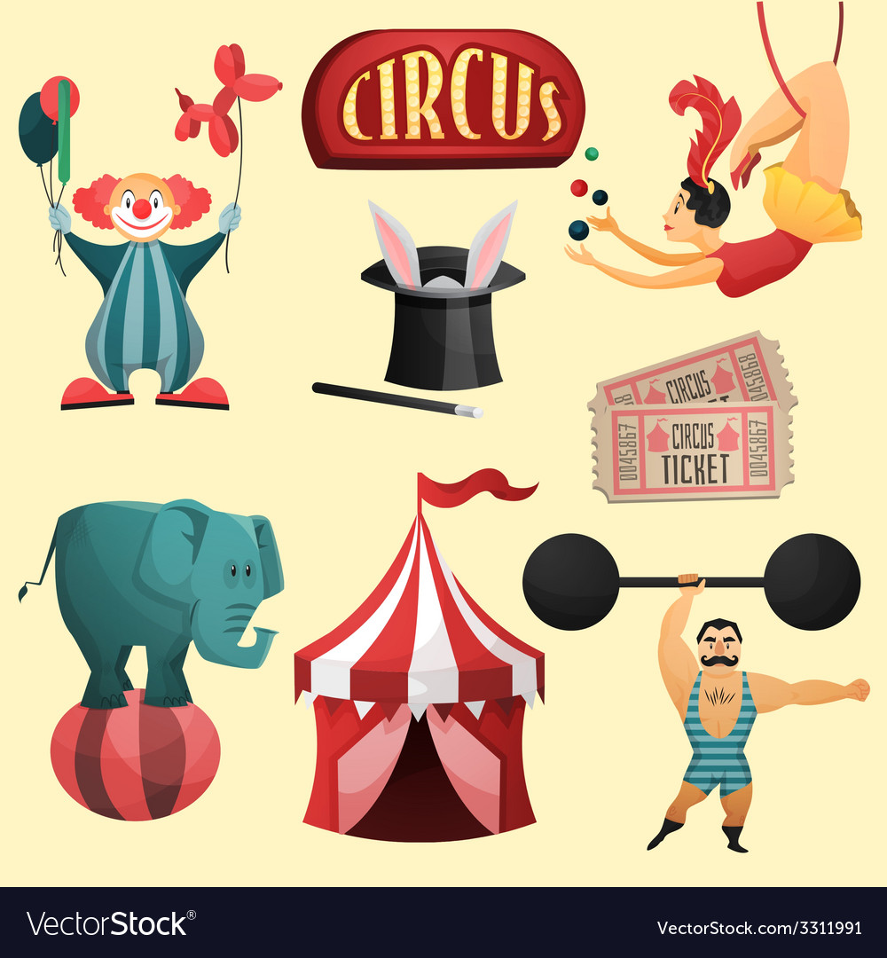 Circus decorative set Royalty Free Vector Image