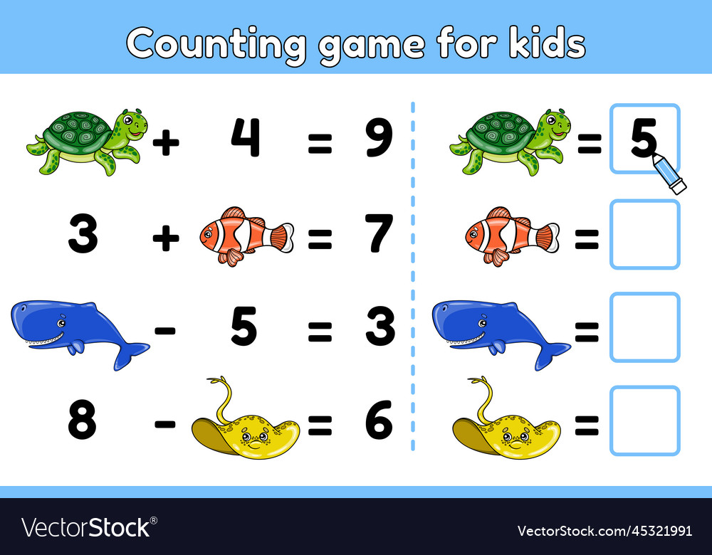 Counting math game for children Royalty Free Vector Image