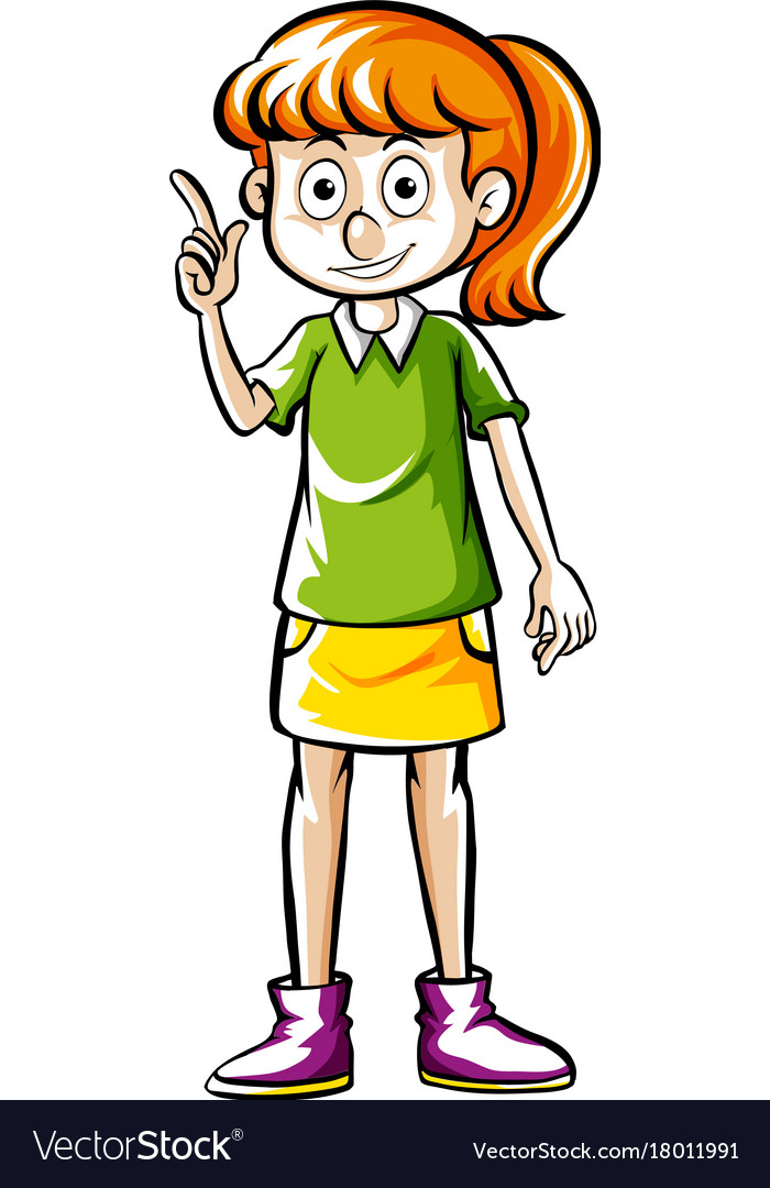 Girl pointing finger up Royalty Free Vector Image