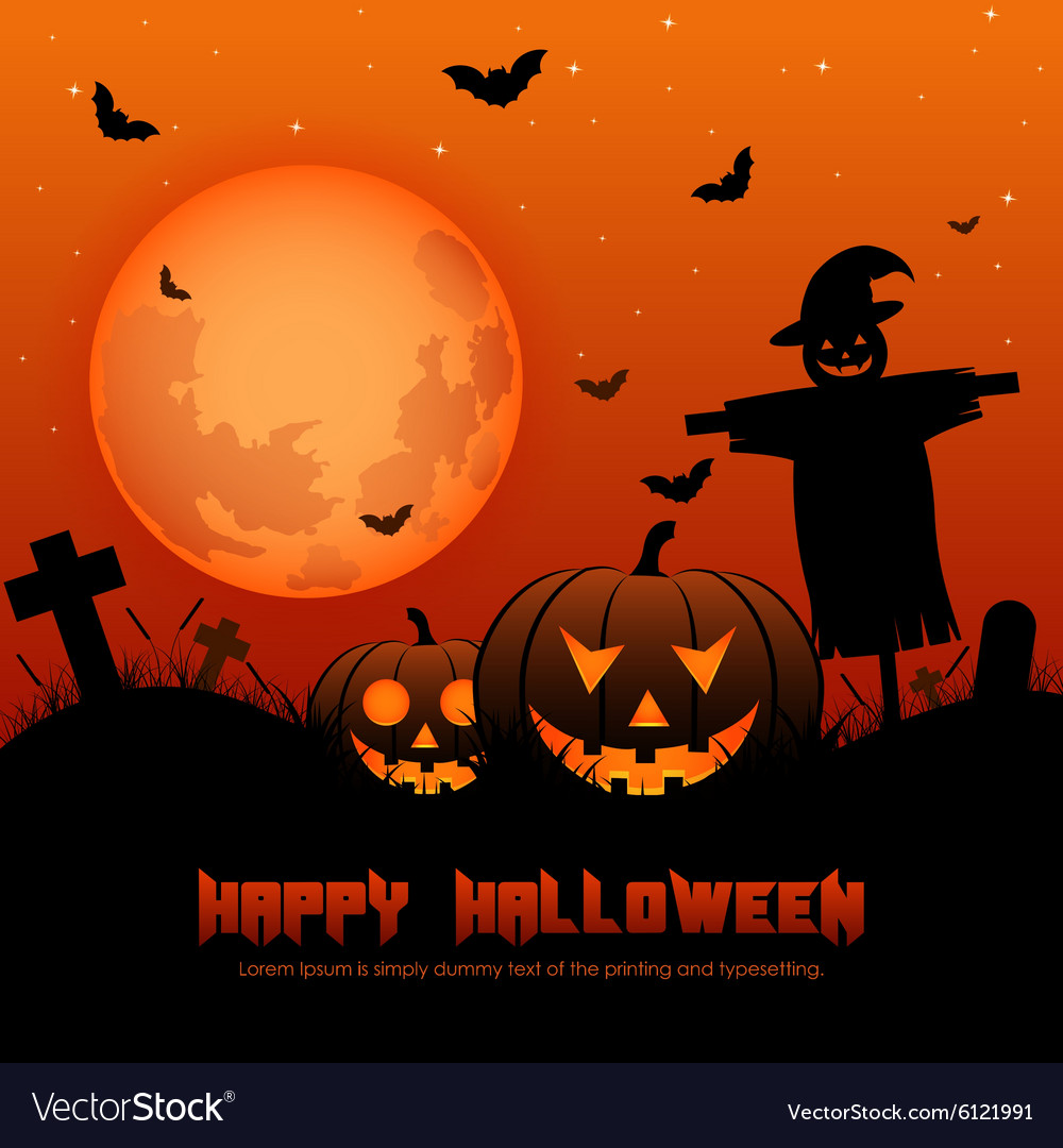 Halloween background with silhouettes Royalty Free Vector