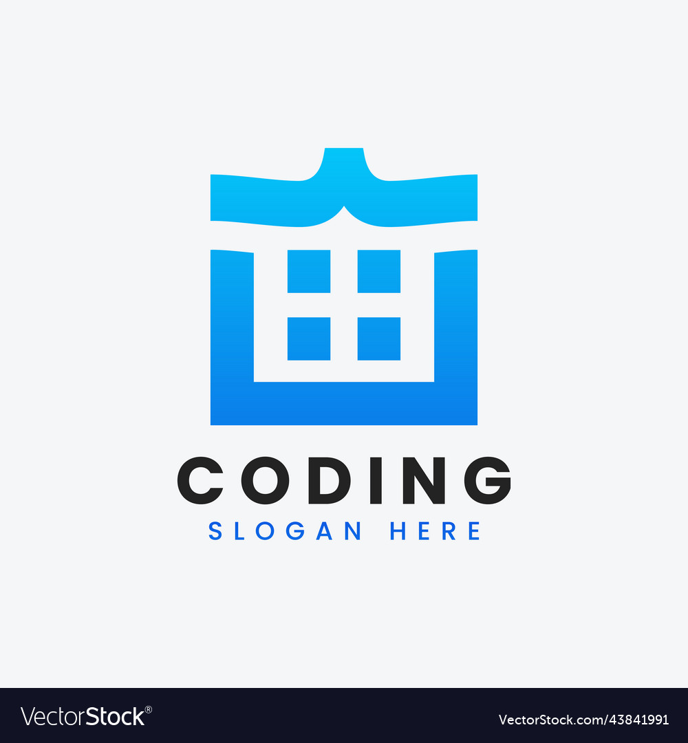 Modern computer programming coding logo design Vector Image