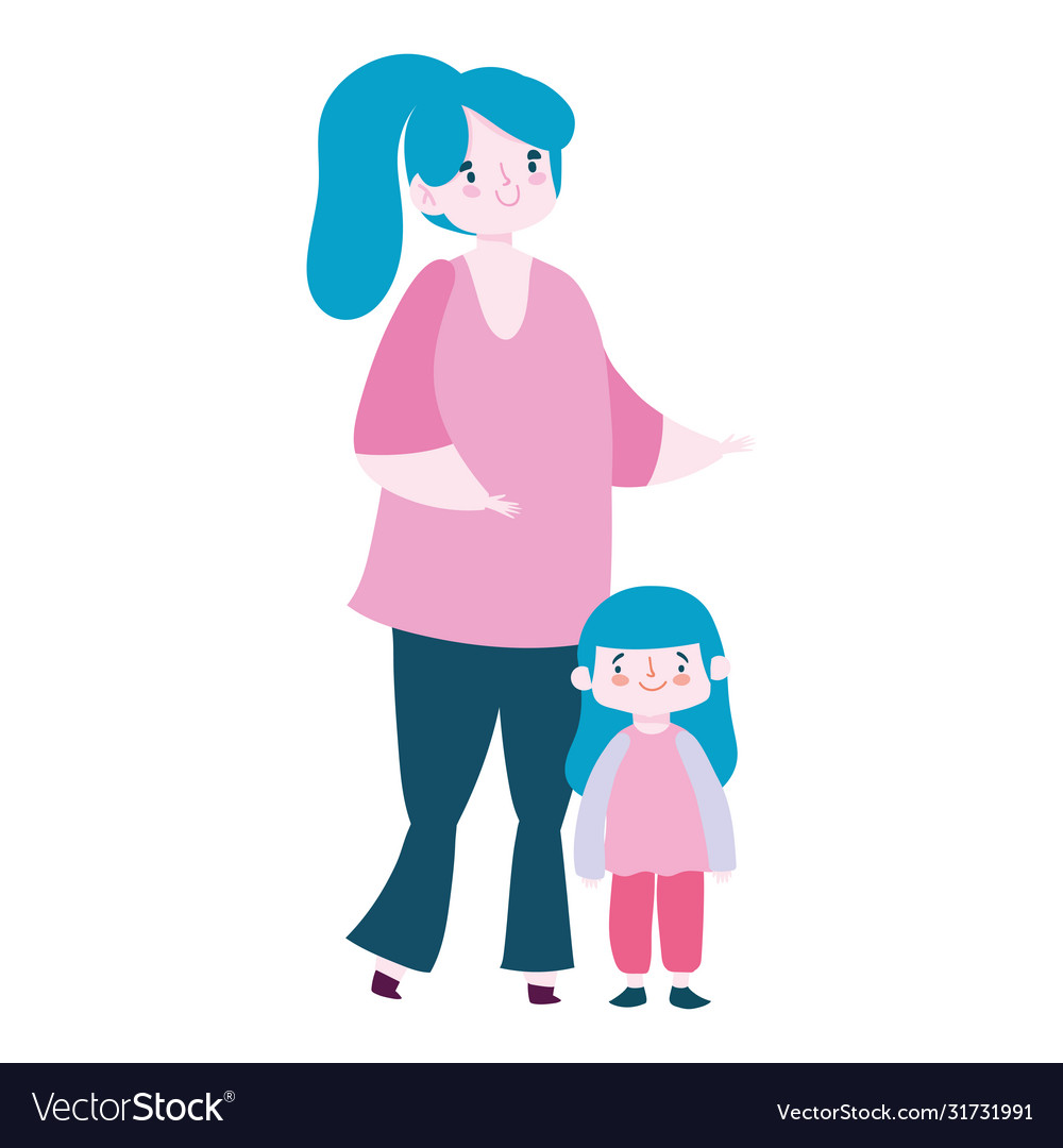 Mother and daughter characters cartoon family day Vector Image Mother and daughter characters cartoon family day Vector Image