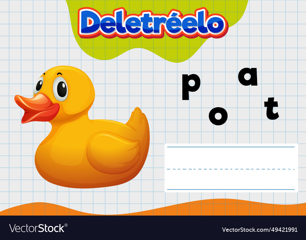 Spanish language duck spelling worksheet Vector Image