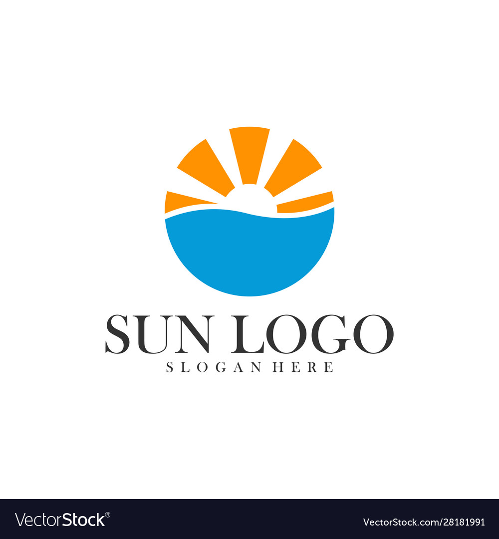 Sun with water logo design template icon symbol Vector Image