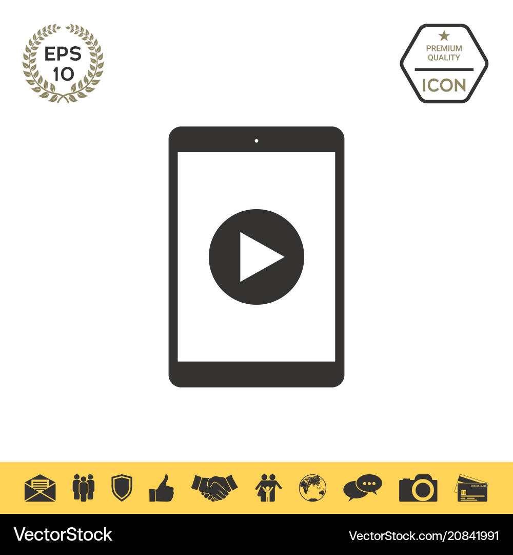 Tablet with play button icon Royalty Free Vector Image
