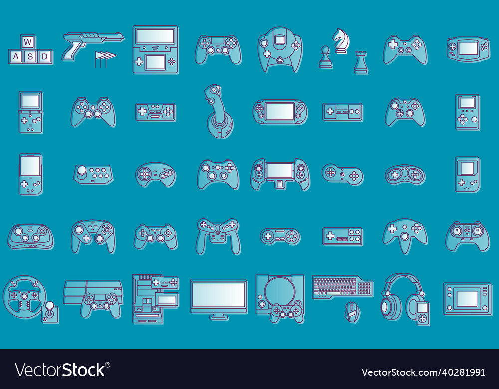 Video game icons set Royalty Free Vector Image