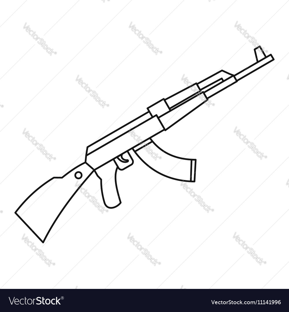 Kalashnikov AK 47 machine icon outline style Vector Image