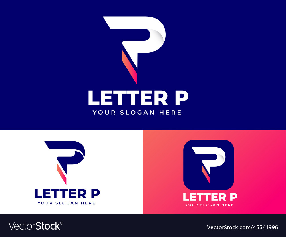 Letter p white logo design Royalty Free Vector Image