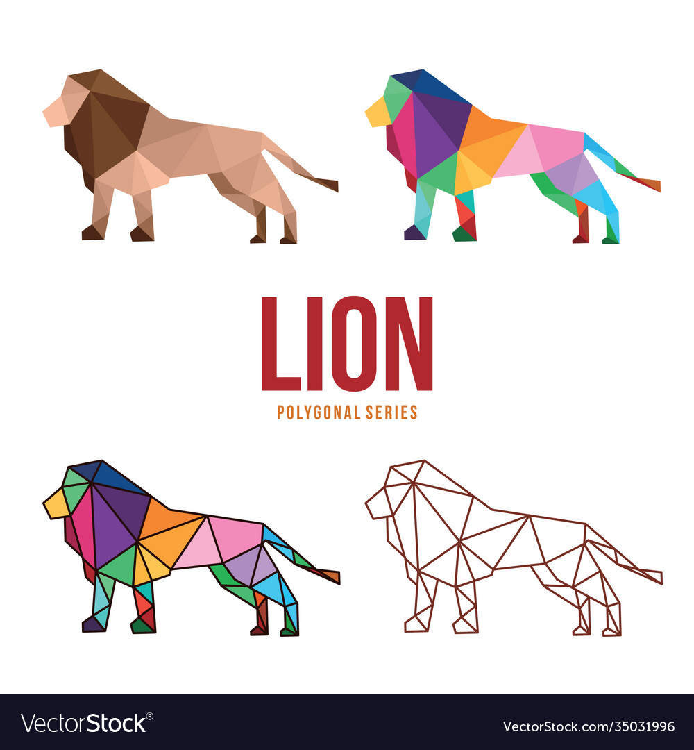 Lion low poly design Royalty Free Vector Image