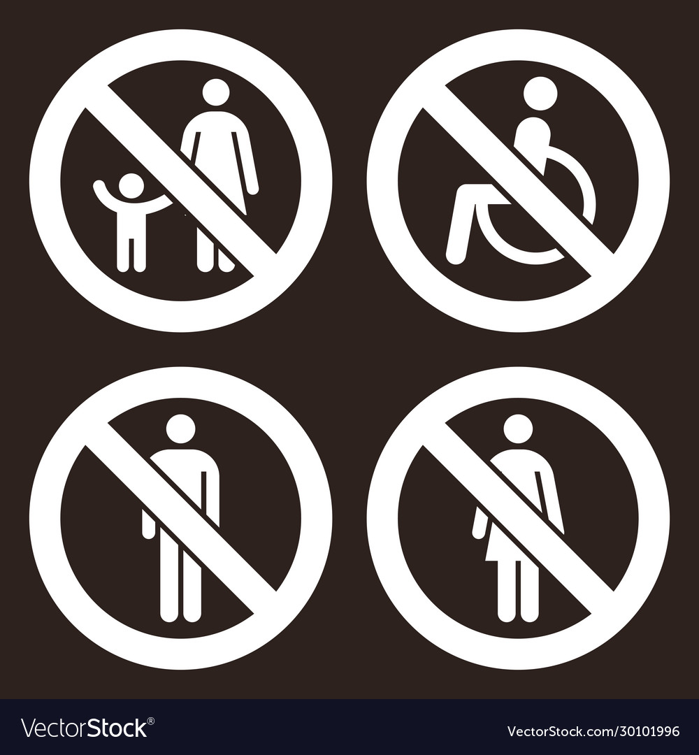 Parent and child sign no disabled people allowed vector image Parent and child sign no disabled people allowed