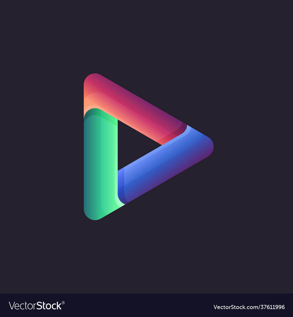 Play media button abstract arrow colorful gradient