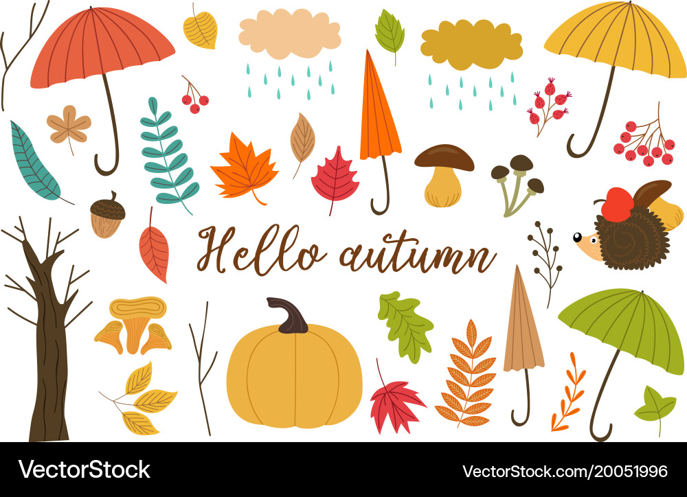 Set isolated elements autumn Royalty Free Vector Image