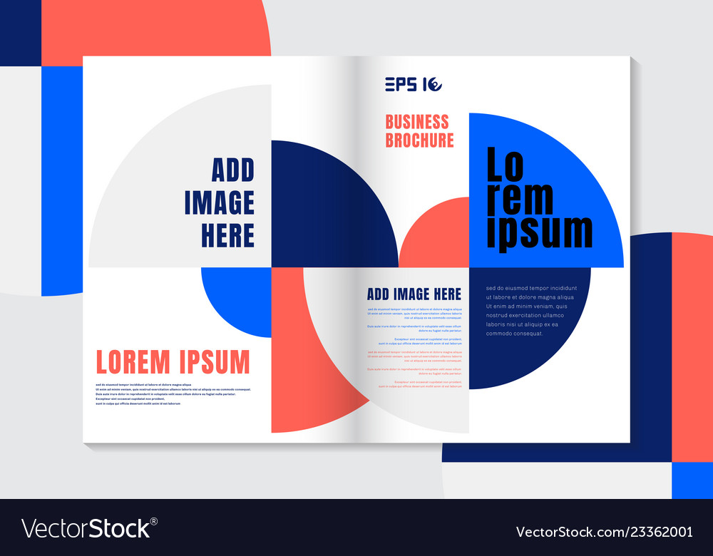 Brochure design template geometric vivid color vector image Brochure design template geometric vivid color
