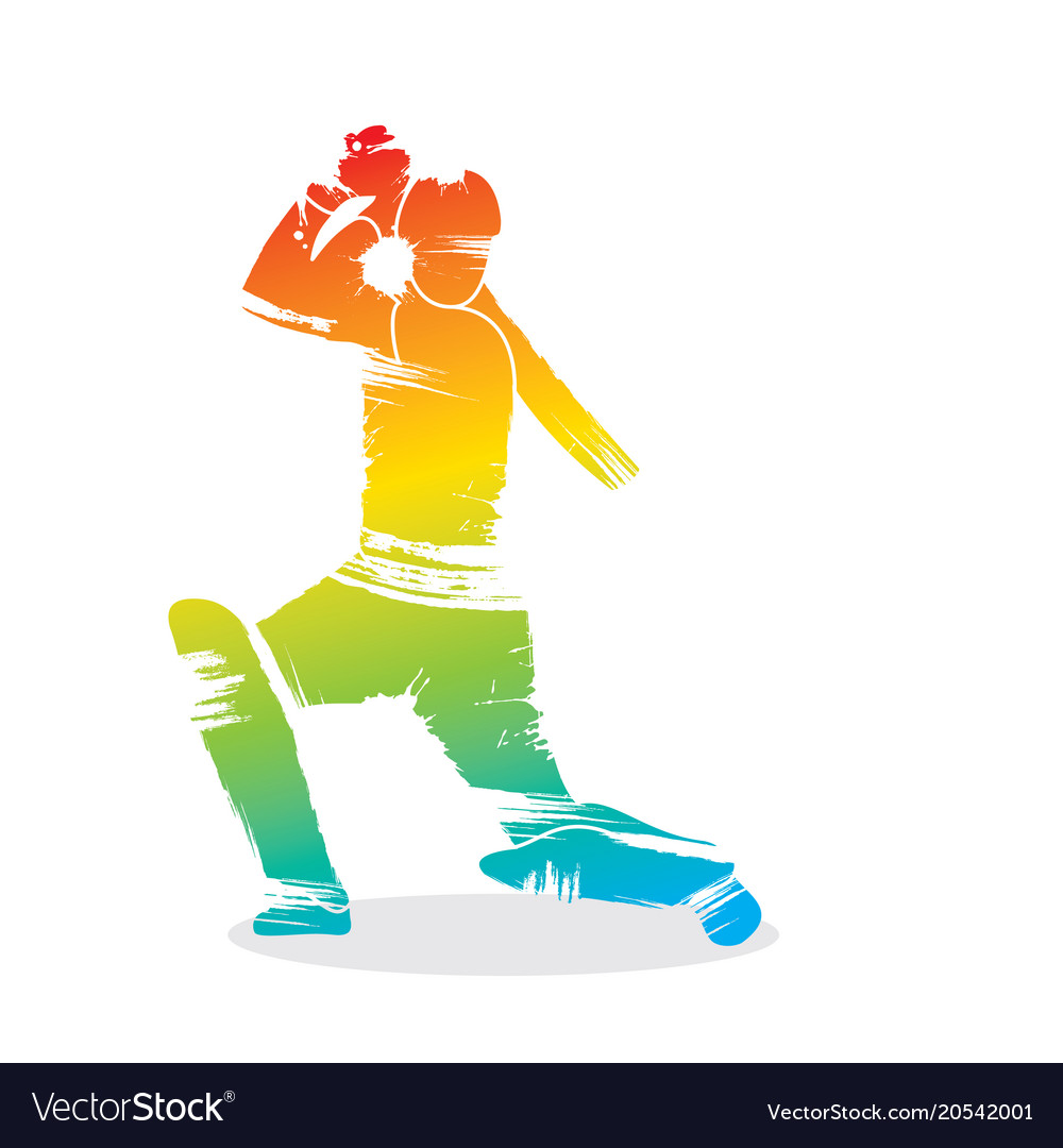 Cricket player ready hit shot design Royalty Free Vector