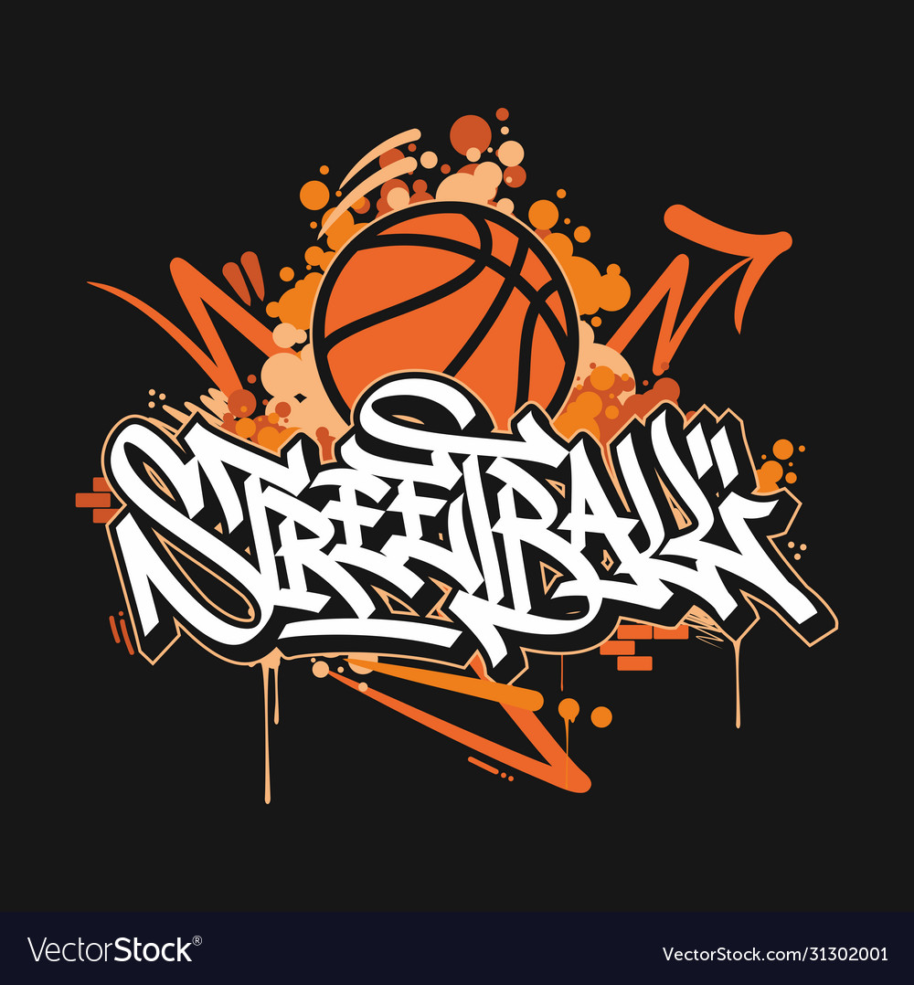 Graffiti style hand sketched word streetball Vector Image