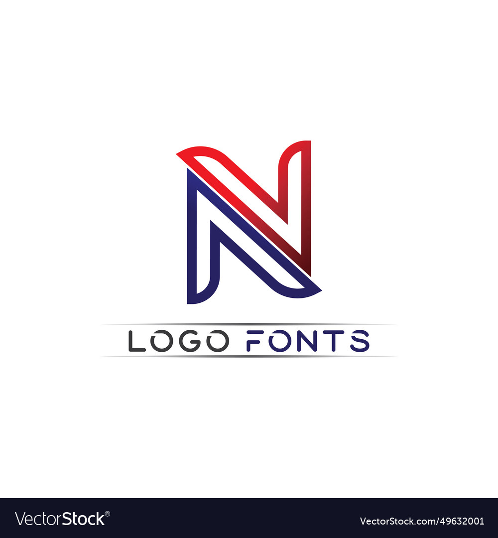 N logo font company business and letter Royalty Free Vector