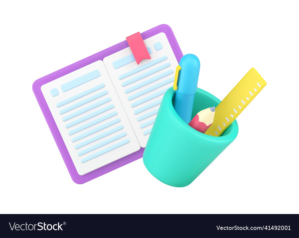 Open paper notepad bookmark and stationery Vector Image