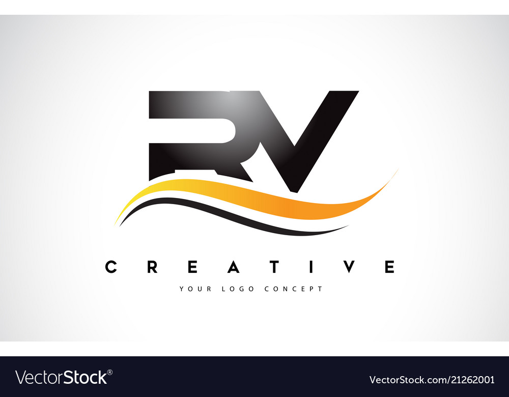 Rv r v swoosh letter logo design with modern Vector Image