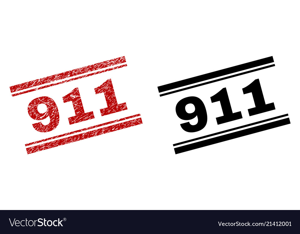 Scratched textured and clean 911 stamp prints Vector Image