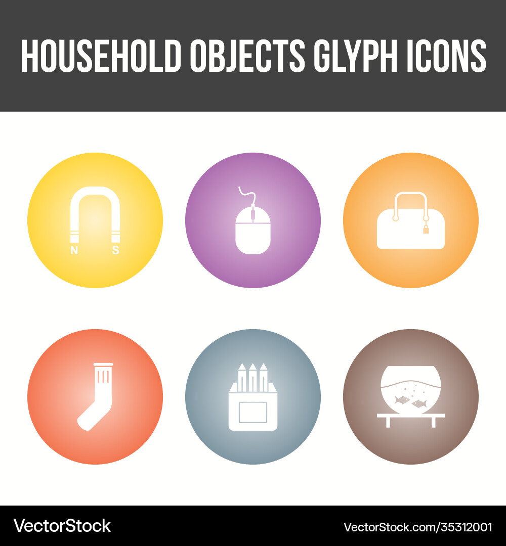 Unique household objects icon set Royalty Free Vector Image