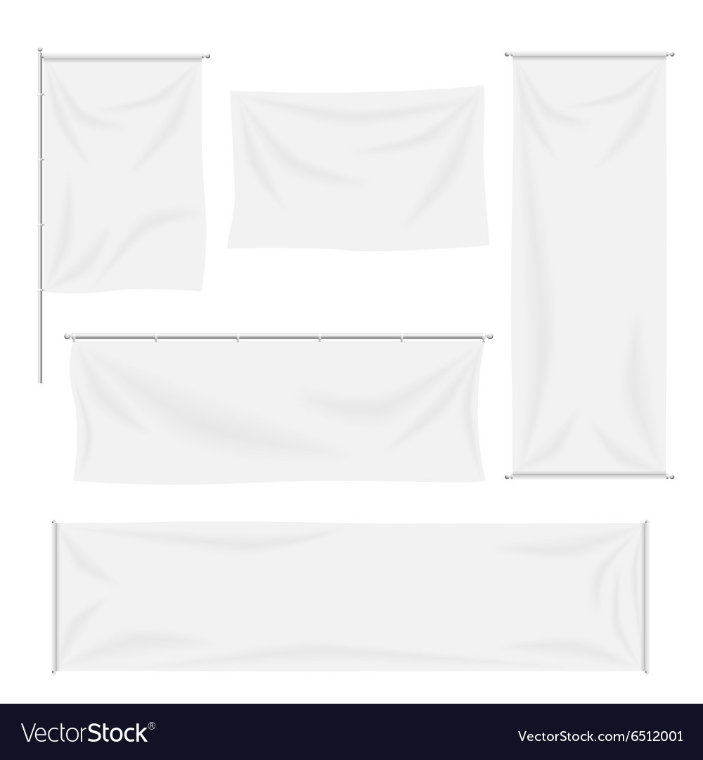 White flags and textile banners with folds Vector Image