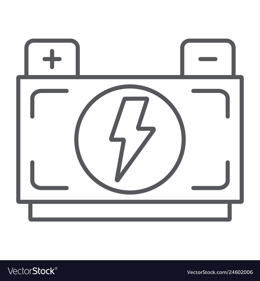 Car battery thin line icon auto and power Vector Image