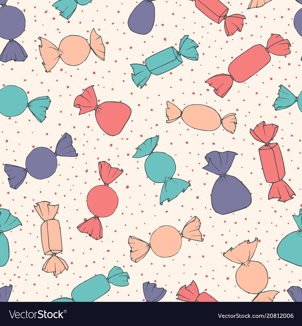 Hand Drawn Candies Seamless Pattern Royalty Free Vector